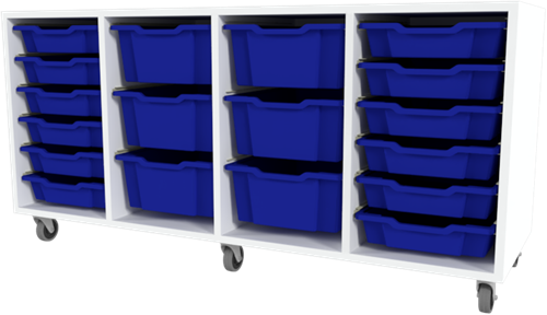 Storix Materiaalkast 91 wit, B1390xH684xD465 - laden blauw