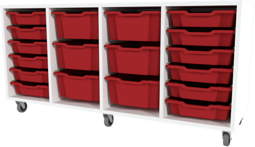 Storix Materiaalkast 91 wit, B1390xH684xD465 - laden rood
