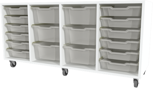 Storix Materiaalkast 91 wit. B1390xH684xD465 - laden transparant