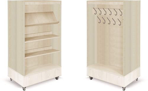 Foxis boekenkast met kapstok - B900 x D600 x H1660 mm - ahorn