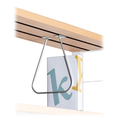 Hangende boekensteun met metalen slider, H230 mm, inschuifafstand tot 300 mm