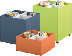 Prentenboekenbak 4/0 verrijdbaar, met of zonder plint