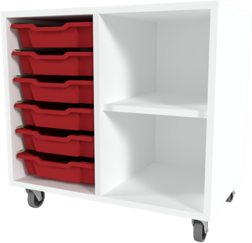 Storix Combikast C1 wit, B710xH684xD465 - laden rood