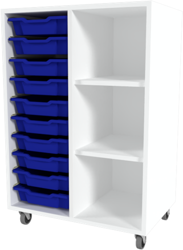 Storix Combikast C1 wit, B710xH1028xD465 - laden blauw