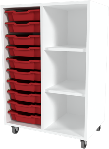 Storix Combikast C1 wit, B710xH1028xD465 - laden rood