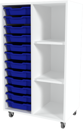 Storix Combikast C1 wit, B710xH1200xD465 - laden blauw