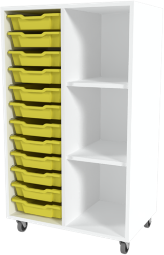 Storix Combikast C1 wit, B710xH1200xD465 - laden geel