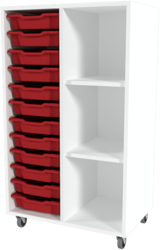 Storix Combikast C1 wit, B710xH1200xD465 - laden rood
