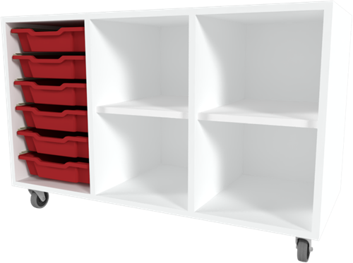 Storix Combikast C1 wit, B1050xH684xD465 - laden rood