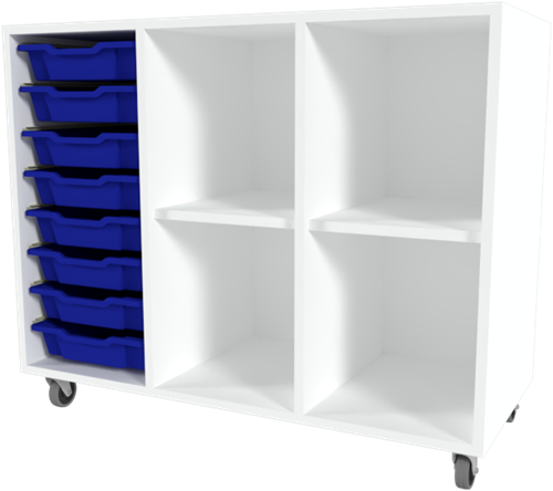 Storix Combikast C1 wit, B1050xH856xD465 - laden blauw