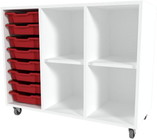 Storix Combikast C1 wit, B1050xH856xD465 - laden rood