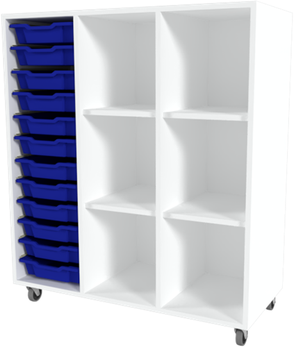 Storix Combikast C1 wit, B1050xH1200xD465 - laden blauw