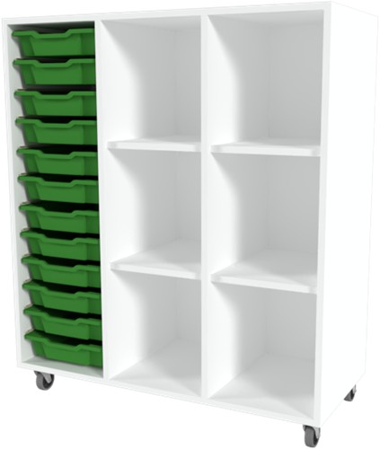 Storix Combikast C1 wit, B1050xH1200xD465 - laden groen