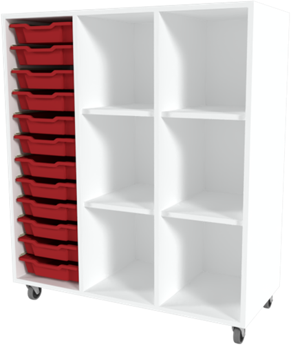 Storix Combikast C1 wit, B1050xH1200xD465 - laden rood