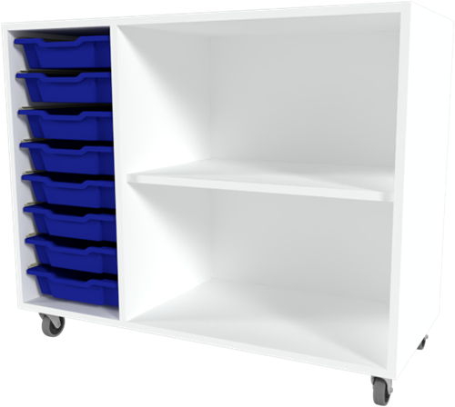 Storix Combikast C2 wit, B1050xH856xD465 - laden blauw