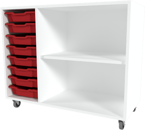 Storix Combikast C2 wit, B1050xH856xD465 - laden rood