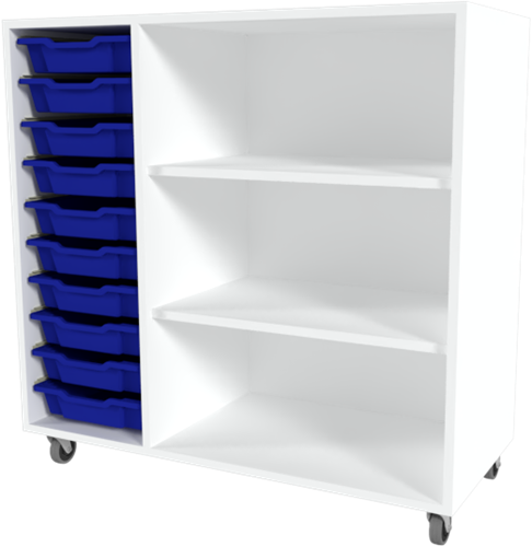 Storix Combikast C2 wit, B1050xH1028xD465 - laden blauw