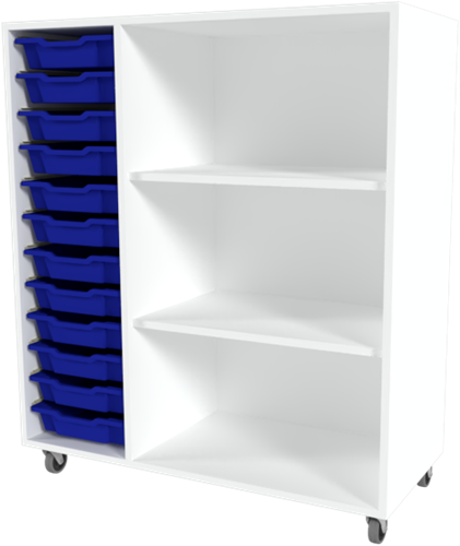 Storix Combikast C2 wit, B1050xH1200xD465 - laden blauw