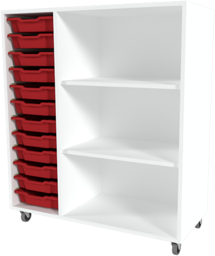 Storix Combikast C2 wit, B1050xH1200xD465 - laden rood