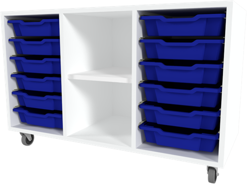 Storix Combikast C6 wit, B1050xH684xD465 - laden blauw