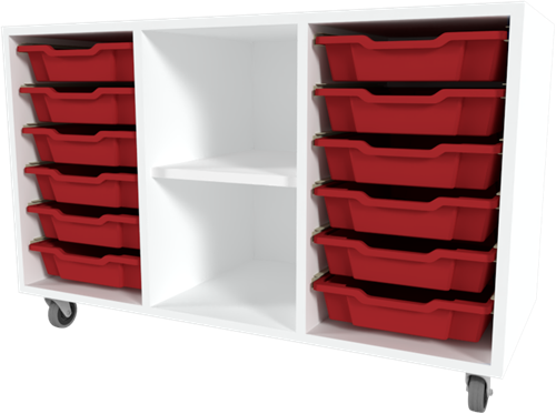 Storix Combikast C6 wit, B1050xH684xD465 - laden rood