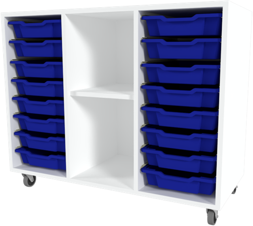 Storix Combikast C6 wit, B1050xH856xD465 - laden blauw
