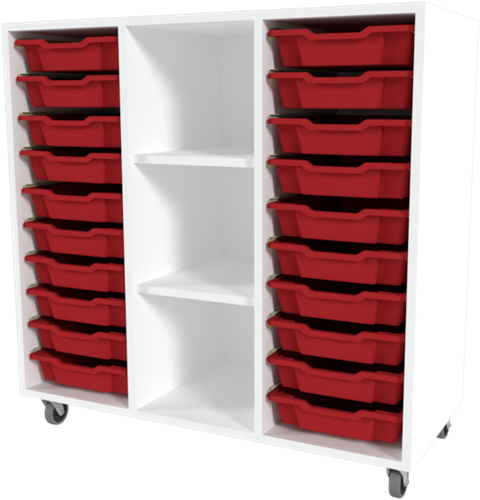 Storix Combikast C6 wit, B1050xH1028xD465 - laden rood
