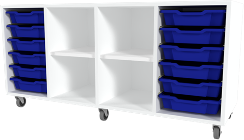 Storix Combikast C6 wit, B1390xH684xD465 - laden blauw