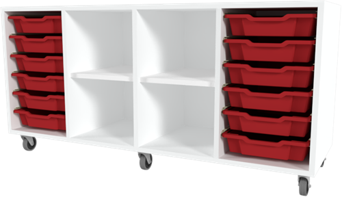 Storix Combikast C6 wit, B1390xH684xD465 - laden rood