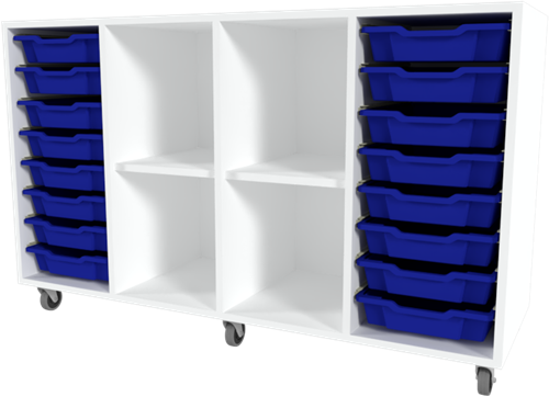 Storix Combikast C6 wit, B1390xH856xD465 - laden blauw