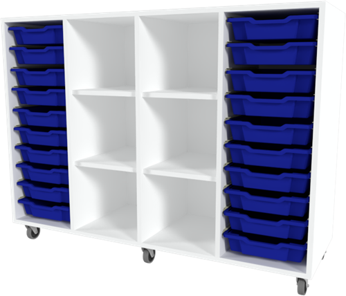 Storix Combikast C6 wit, B1390xH1028xD465 - laden blauw