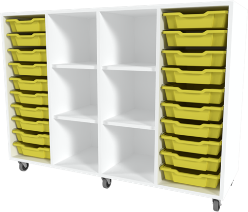 Storix Combikast C6 wit, B1390xH1028xD465 - laden geel