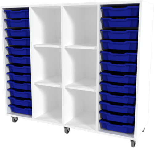 Storix Combikast C6 wit, B1390xH1200xD465 - laden blauw