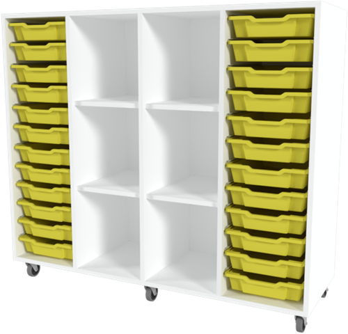 Storix Combikast C6 wit, B1390xH1200xD465 - laden geel