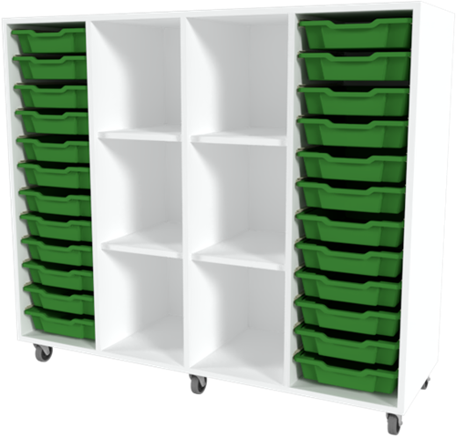 Storix Combikast C6 wit, B1390xH1200xD465 - laden groen