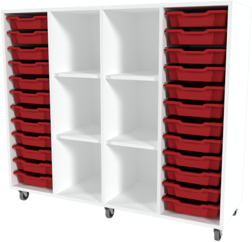 Storix Combikast C6 wit, B1390xH1200xD465 - laden rood