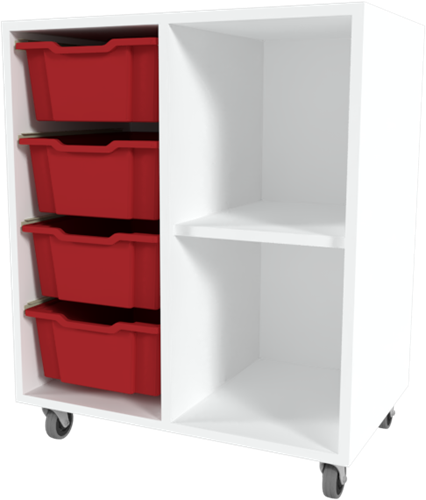 Storix Combikast D1 wit, B710xH856xD465 - laden rood