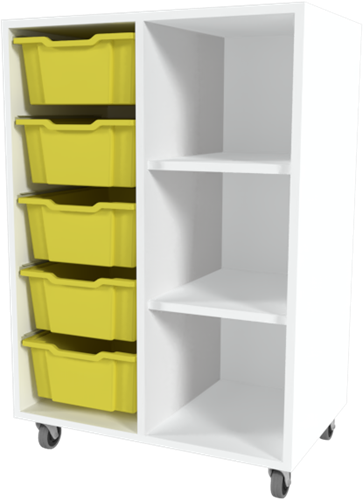 Storix Combikast D1 wit, B710xH1028xD465 - laden geel