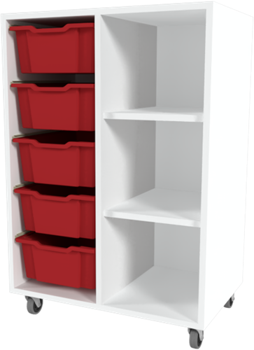 Storix Combikast D1 wit, B710xH1028xD465 - laden rood
