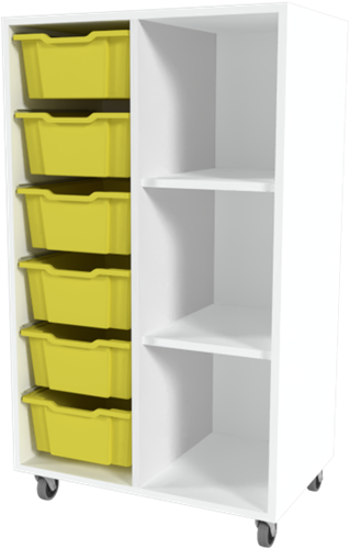 Storix Combikast D1 wit, B710xH1200xD465 - laden geel