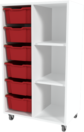 Storix Combikast D1 wit, B710xH1200xD465 - laden rood