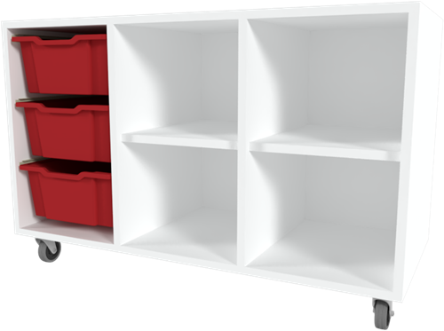 Storix Combikast D1 wit, B1050xH684xD465 - laden rood