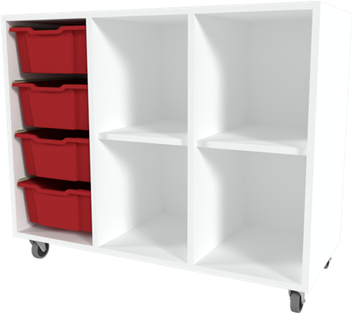 Storix Combikast D1 wit, B1050xH856xD465 - laden rood