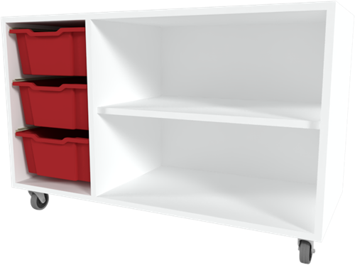 Storix Combikast D2 wit, B1050xH684xD465 - laden rood