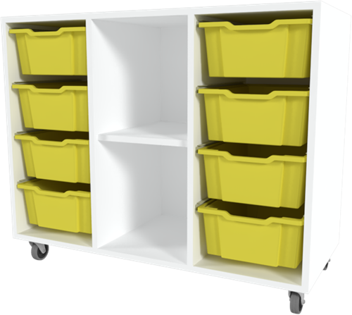 Storix Combikast D6 wit, B1050xH856xD465 - laden geel