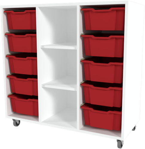 Storix Combikast D6 wit, B1050xH1028xD465 - laden rood