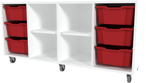 Storix Combikast D6 wit, B1390xH684xD465 - laden rood
