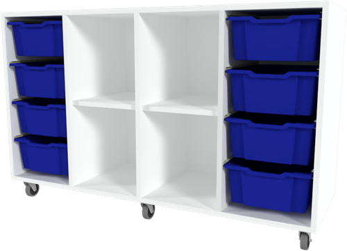 Storix Combikast D6 wit, B1390xH856xD465 - laden blauw