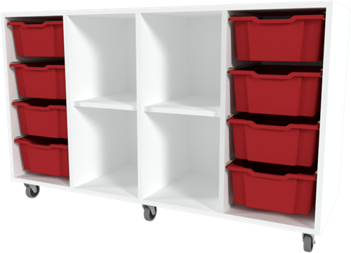 Storix Combikast D6 wit, B1390xH856xD465 - laden rood
