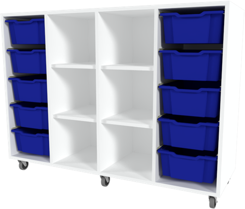 Storix Combikast D6 wit, B1390xH1028xD465 - laden blauw